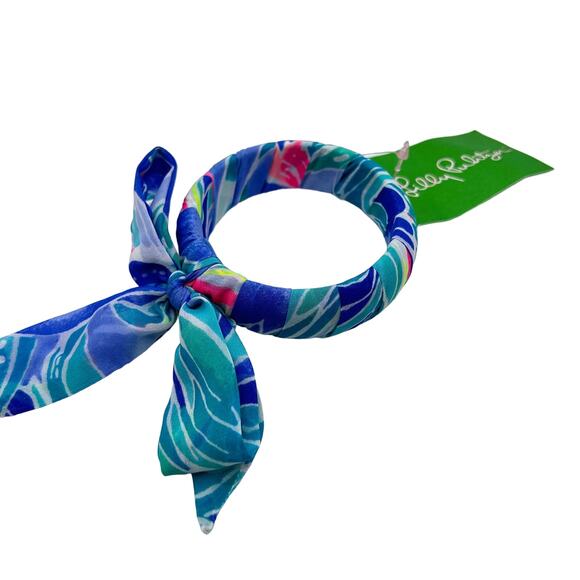 Lilly Pulitzer Chiffon Bangle Bracelet with Bow Bennet Blue Celestial Seas NWT - Picture 4 of 5